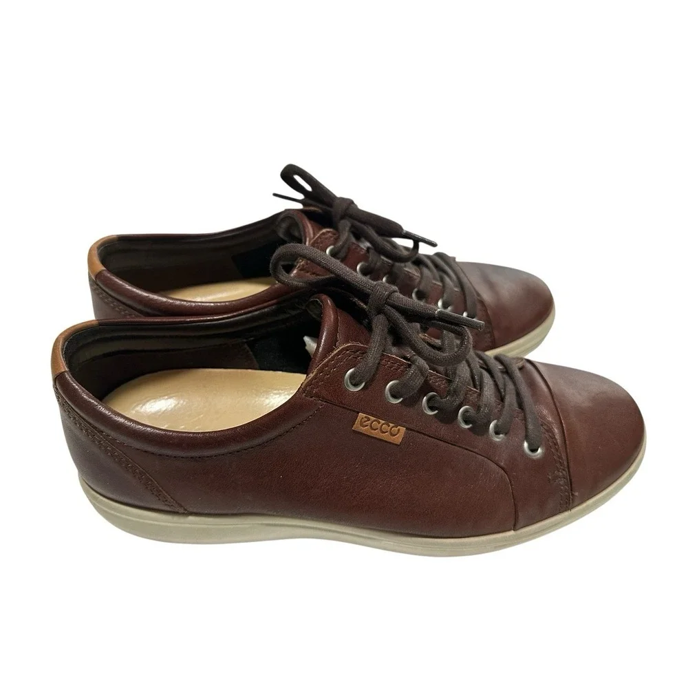 Ecco Shoes Sneakers Men's Size 9 US EU 43 Brown Leather‎ Lace Up Danish #S17-10